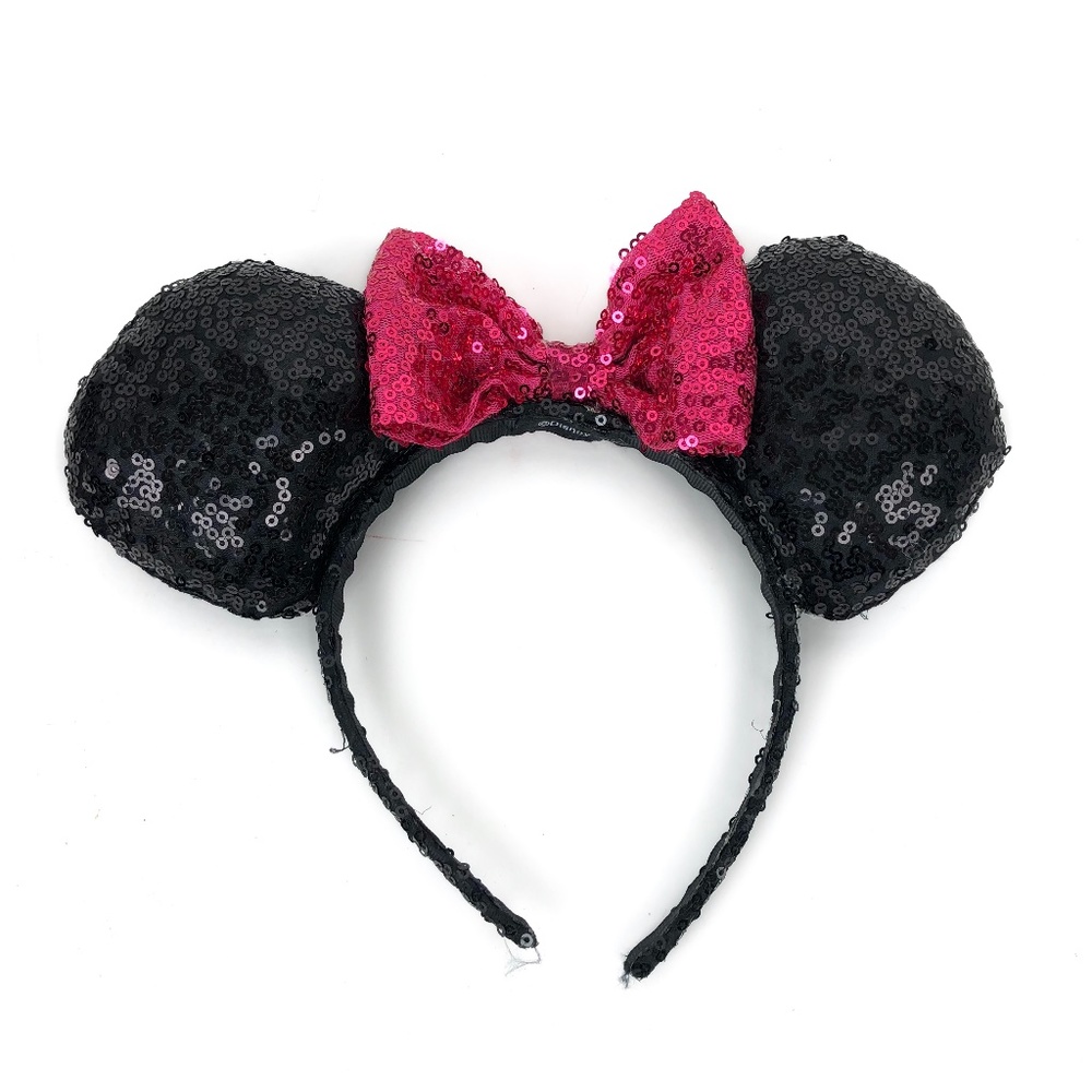Disney Parks Pink Bow Sequin Minnie Mouse Headband